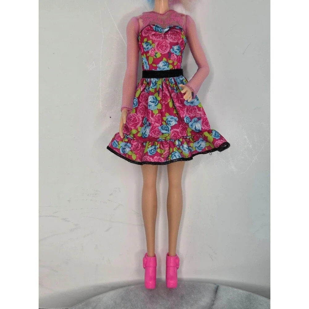 Barbie Doll Size Pink Party Dresses Lot Tiara Evening Heel Boots Clothing Outfit